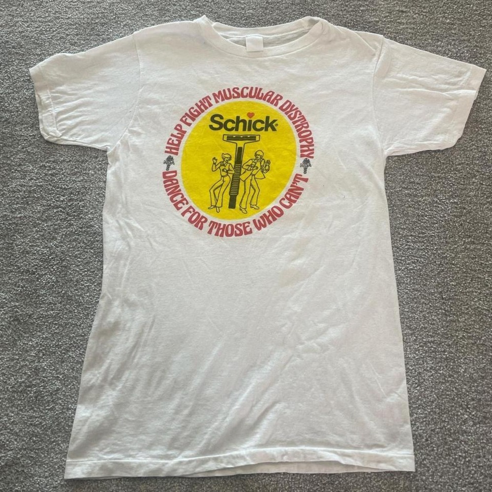 Schick Vintage 80s Muscular Dystrophy Charity T-Shirt Men's Large USA Made